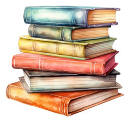 Stack of watercolor books isolated.