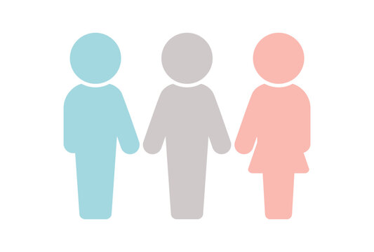 手を差し出して立っている3人のアイコン - ジェンダー平等･ジェンダーレス･多様性･LGBTQ+のイメージ素材
