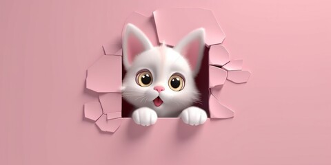 Fototapeta premium Cat cute animal clay cartoon animation, AI Generated