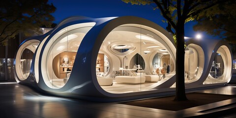 Modern futuristic shop, generative ai