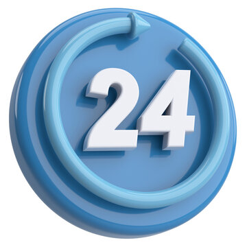 24 hours service icon. 3D illustration.