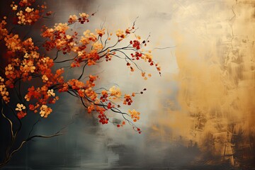 Autumn Background. As warm sunlight filters through the leaves, it casts a golden glow, illuminating the rich hues of red, orange, and yellow in a breathtaking display of nature's artistry.