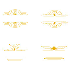 Retro Label Art Deco. Modern arabic gold frame, border decorative line and geometric gold label frame. Vector illustration
