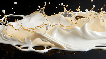 White milk wave splash with splatters and drops high Generative AI