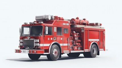 Illustration of firefighter truck on white background