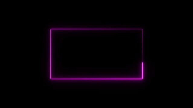 Abstract Neon light glowing rectangle frame Animation. Lasers are magenta. Repetitive moving with neon lights shrinking and expanding. Black background UHD 4k video.
