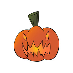 Scary pumpkin. Halloween pumpkin. Halloween Scary pumpkin hand drawn style. Vector illustration.