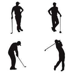 Golf player silhouettes, Golf player playing silhouettes.For design decoration.Vector Illustration
