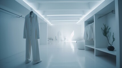 Fototapeta na wymiar White coat in white room