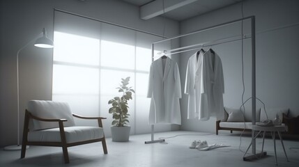 White coat in white room