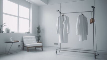 White coat in white room