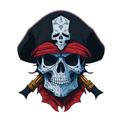 Pirate Skull Illustration, Generative AI