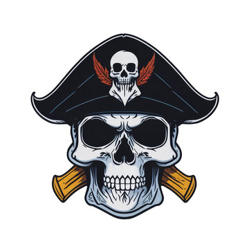 Pirate Skull Illustration, Generative AI
