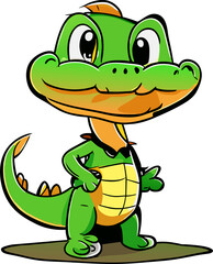 cute crocodile cartoon character style for kid png file transparent