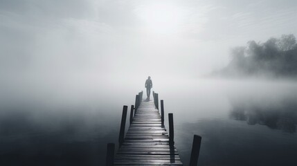 silhouette of a person in a fog