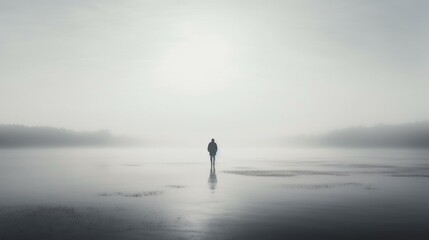Fototapeta na wymiar silhouette of a person in a fog