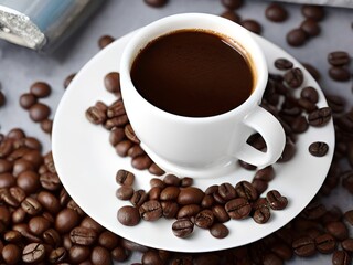 cup of coffee with beans
