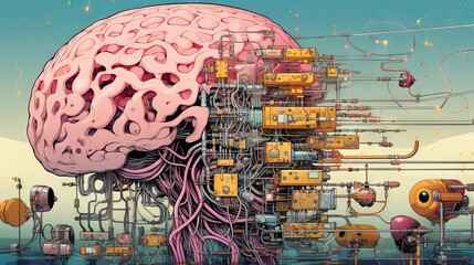 An image of a large, intricate brain representing various ways to process information, generate understanding, and create systems. Generative AI.