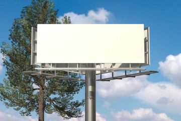 Blank billboard on blue sky