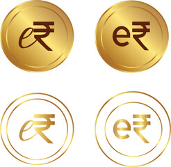 einr erupi erupee virtual golden digital payment vector


