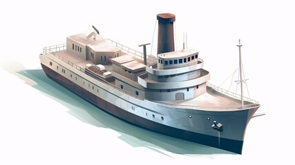 Obraz premium Illustration of large ship isolated on white background