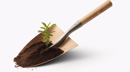 gardening tool shovel and soil