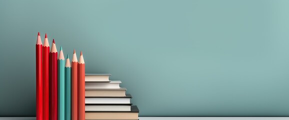 Back to school banner concept stock of book and pencil on the free background Generative ai