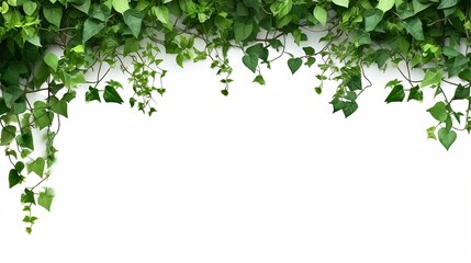 Green Vines Ivy Leaves Frame, nature green plants Border in white background  - Powered by Adobe