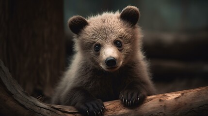 Obraz premium Cute brown bear cub