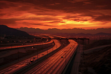 Fototapeta premium railway in sunset