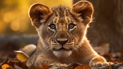 Cute baby lion cub