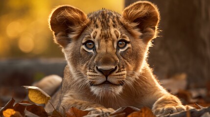 Fototapeta premium Cute baby lion cub