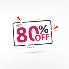 Sale and discount labels. Price off tag icon flat design collection set. 80%, Discount.