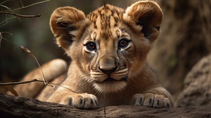 Cute baby lion cub