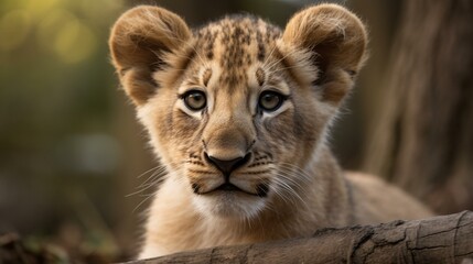 Obraz premium Cute baby lion cub
