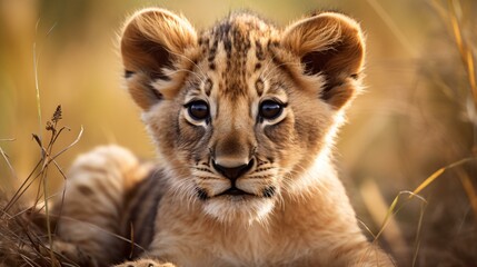 Obraz premium Cute baby lion cub