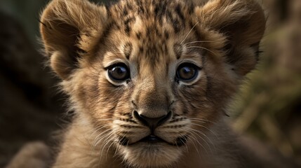 Naklejka na ściany i meble Cute baby lion cub