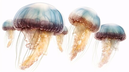 Obraz premium Illustration of jellyfish with plain white background