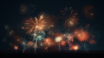 Illustration of fireworks in the night sky