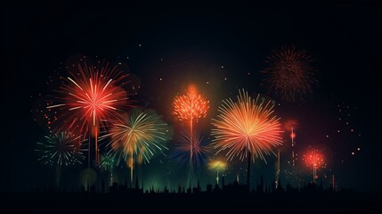 Illustration of fireworks in the night sky