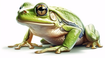 Obraz premium Realistic illustration of green frog on a white background