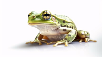 Fototapeta premium Realistic illustration of green frog on a white background