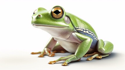 Naklejka premium Realistic illustration of green frog on a white background