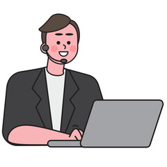 Male call center talk to customer service