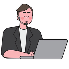 Male call center talk to customer service