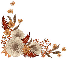 Autumn Chrysanthemum Corner digitally painted - 623655840