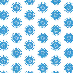 Digital png illustration of pattern of blue circular shapes on transparent background