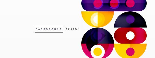 Simple circles and round elements pattern. Minimalist design geometric landing page. Creative concept for business, technology, science or print design