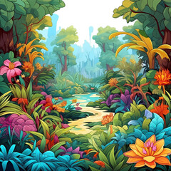 tropical flowers in the jungle