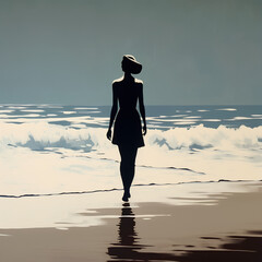 silhouette of a person on the beach